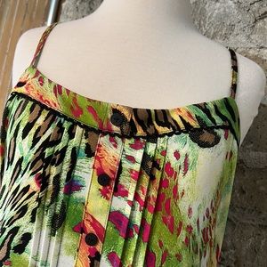 Colorful Animal Print Spaghetti Strap Frank Lyman Design Top Size 12